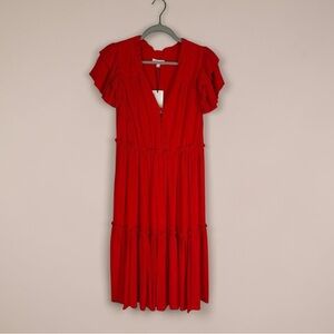 A Loves A Women’s Bright Red Tiered Midi Dress NWOT